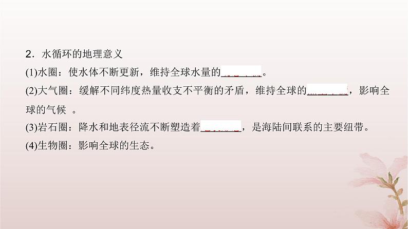2024届高考地理一轮总复习第一部分自然地理第四章地球上的水第10讲水循环和陆地水体及其相互关系课件第7页