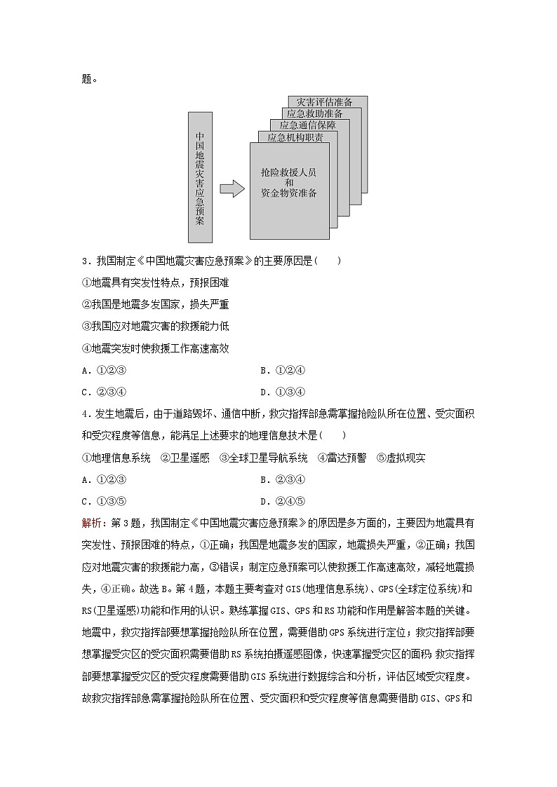 2024届高考地理一轮总复习第一部分自然地理第七章自然灾害课时跟踪练21地理信息技术在防灾减灾中的应用第2页