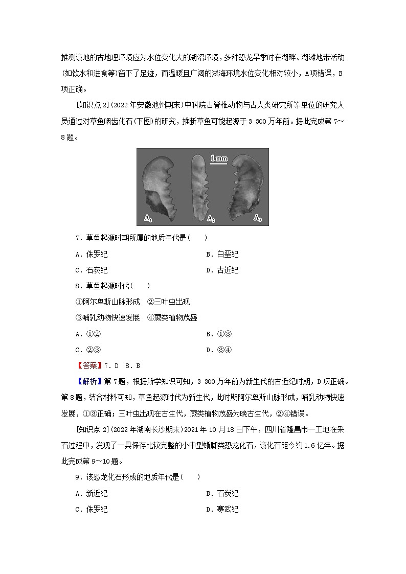 2023年新教材高中地理第1章宇宙中的地球第3节地球的历史课后限时训练新人教版必修第一册03