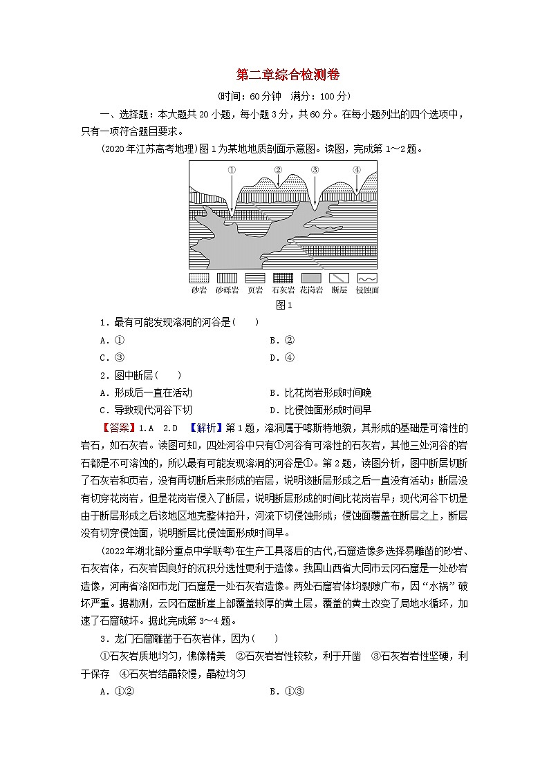 2023年新教材高中地理第2章地球的运动综合检测卷新人教版选择性必修1第1页