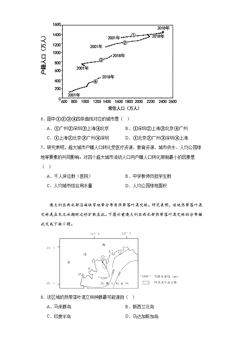 2022届陕西省西安中学高三第一次仿真考试文综地理试题(含解析)03