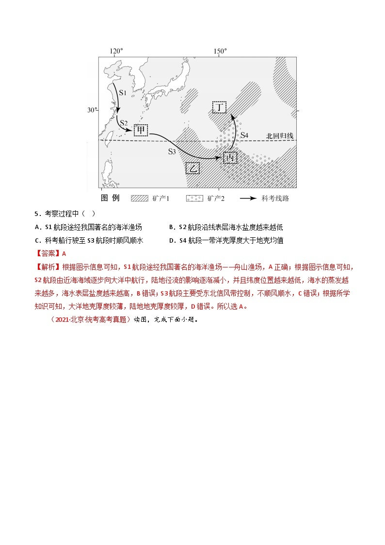 高考地理真题分项汇编 3年（2021-2023）（北京专用）专题04 地球上的水及其运动03