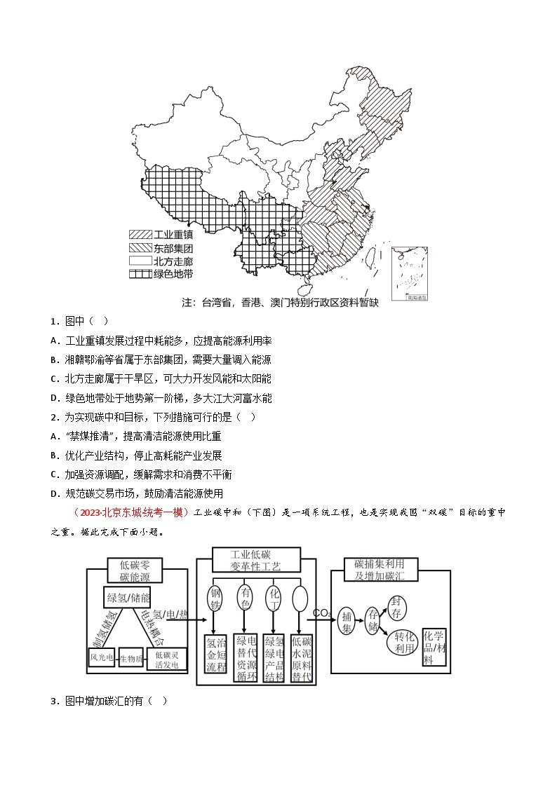 高考地理真题分项汇编 3年（2021-2023）（北京专用）专题16 资源、环境与国家安全02