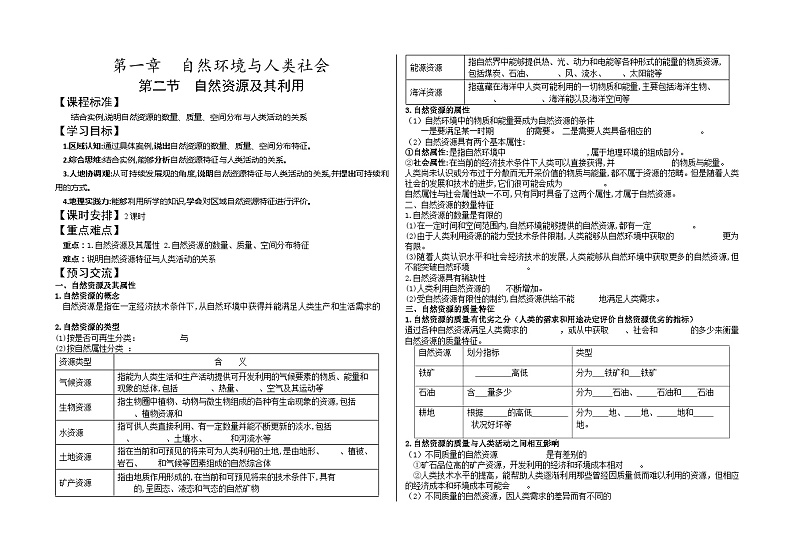 【核心素养】1.2 自然资源及其利用 课件+学案+素材 人教版2019高中地理选择性必修三01