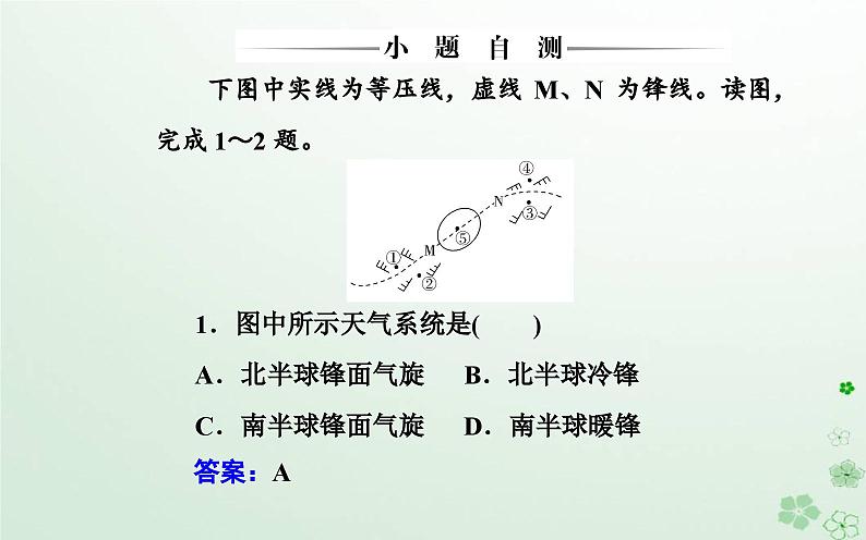 新教材2023高中地理第三章天气的成因与气候的形成第一节常见天气现象及成因第2课时锋面气旋及天气图的应用课件中图版选择性必修108