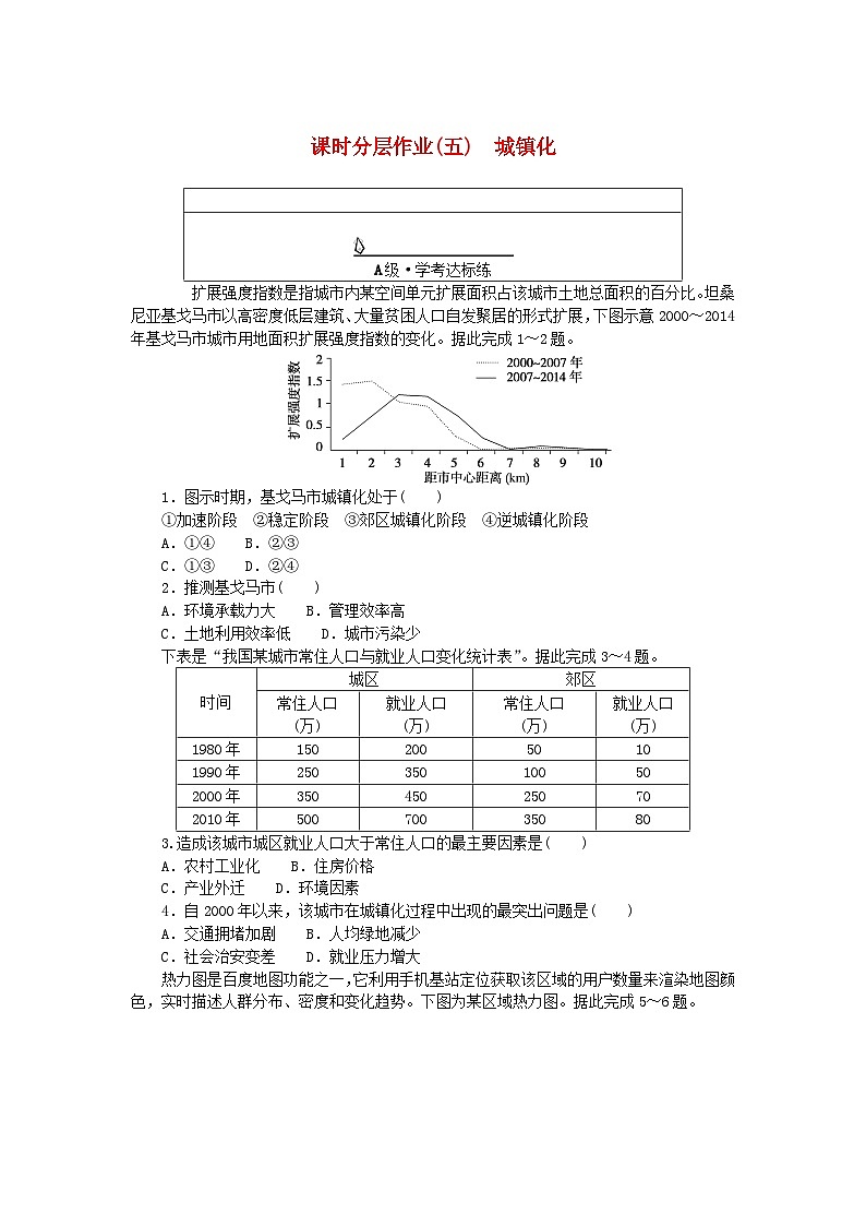 新教材2023版高中地理课时分层作业五城镇化新人教版必修第二册01
