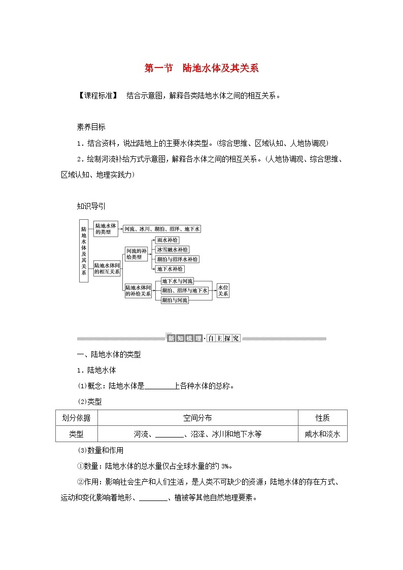 中图版2019 新教材高中地理 选修一 第四章地球上水的运动与能量交换学案（4份打包）01