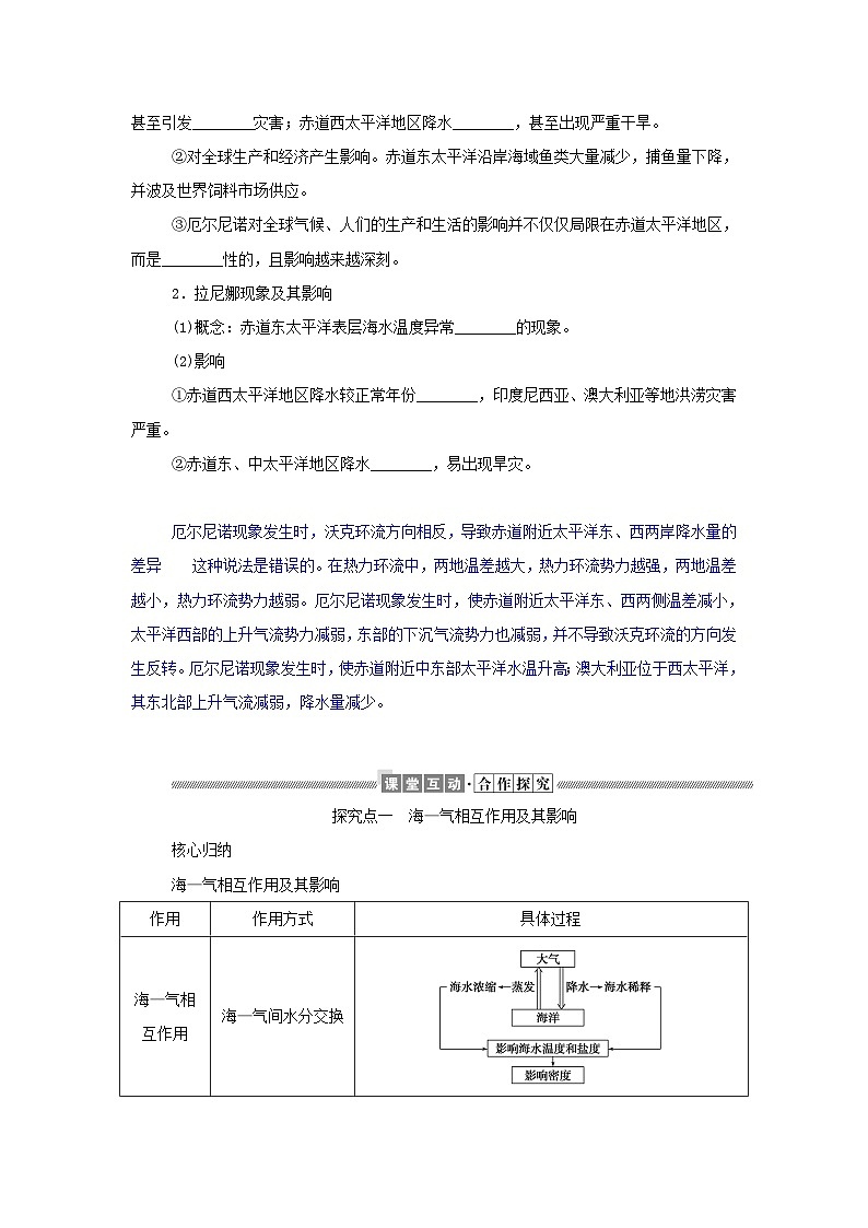 中圖版2019 高中地理選修一 第四章地球上水的運(yùn)動(dòng)與能量交換3海_氣相互作用及其影響學(xué)案第3頁(yè)