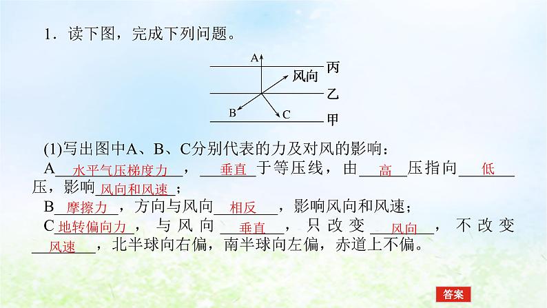 2024版新教材高考地理全程一轮总复习第一部分自然地理第五章地球上的大气第27课时大气的水平运动_风课件湘教版04