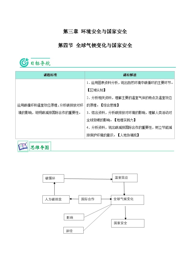 【同步讲义】高中地理（人教版2019）选修第三册--3.4《全球气候变化与国家安全》讲义01