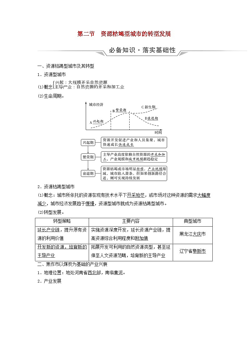 2024版高考地理一轮总复习第13章资源环境与区域发展第2节资源枯竭型城市的转型发展教师用书第1页
