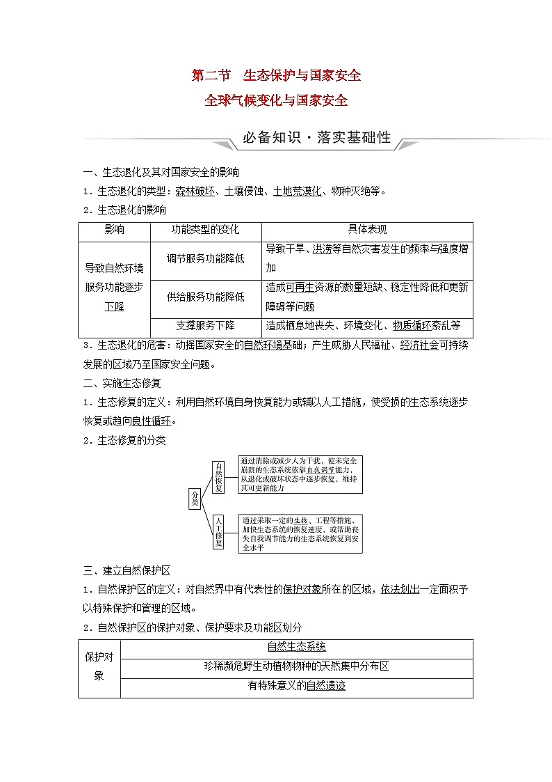 2024版高考地理一轮总复习第18章环境安全与国家安全第2节生态保护与国家安全全球气候变化与国家安全教师用书第1页