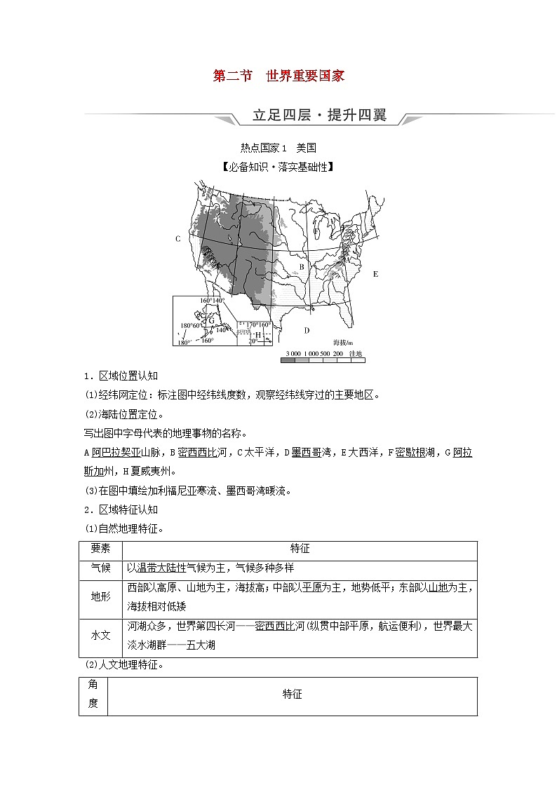 2024版高考地理一轮总复习第20章世界地理第2节世界重要国家教师用书第1页