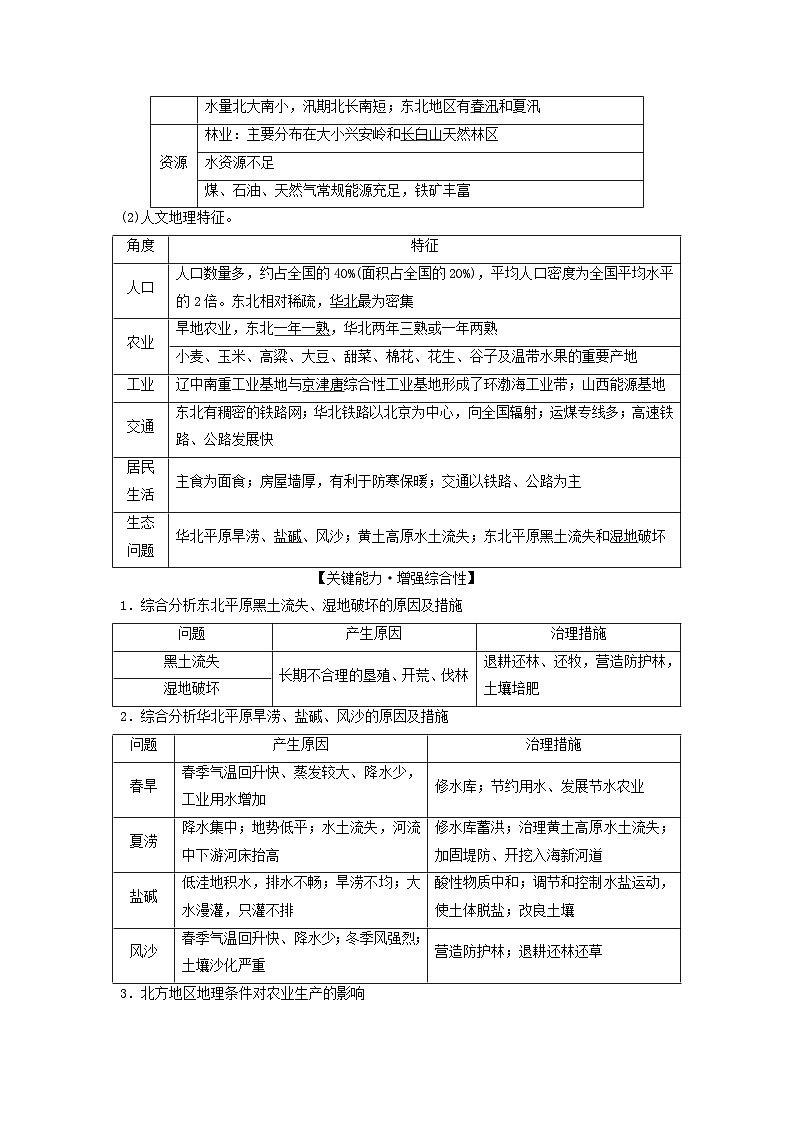 2024版高考地理一轮总复习第21章中国地理第1节北方地区和南方地区教师用书第2页