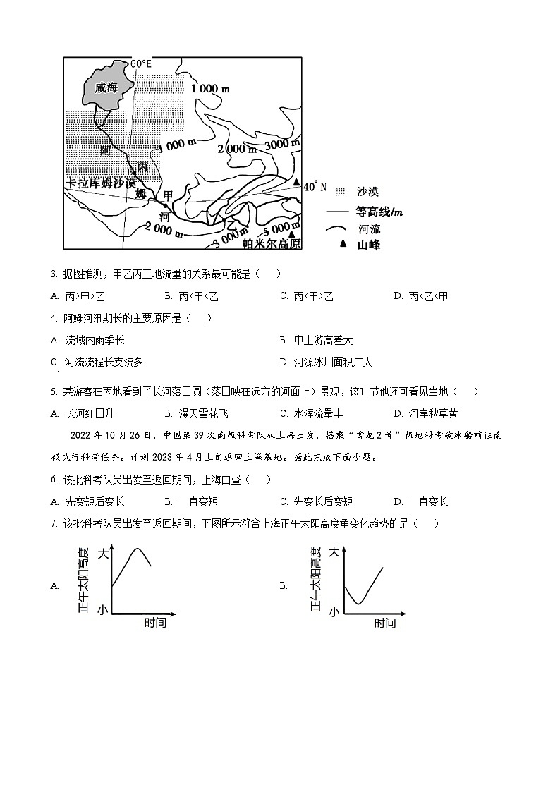 精品解析:四川省成都市石室中学2023-2024学年高三上学期开学地理试题(原卷版)第2页