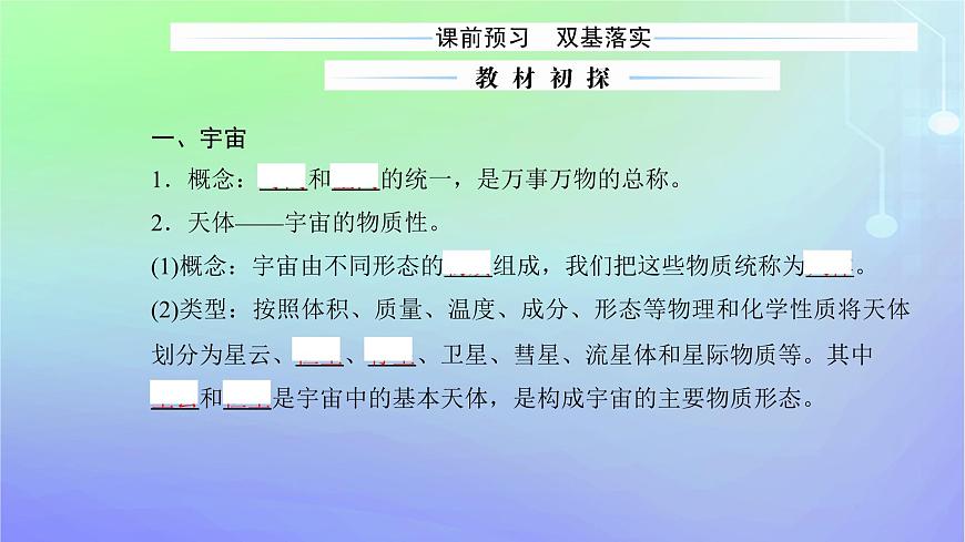 新教材2023高中地理第一章宇宙中的地球第一節(jié)地球所處的宇宙環(huán)境第一課時(shí)宇宙環(huán)境課件中圖版必修第一冊(cè)第3頁(yè)