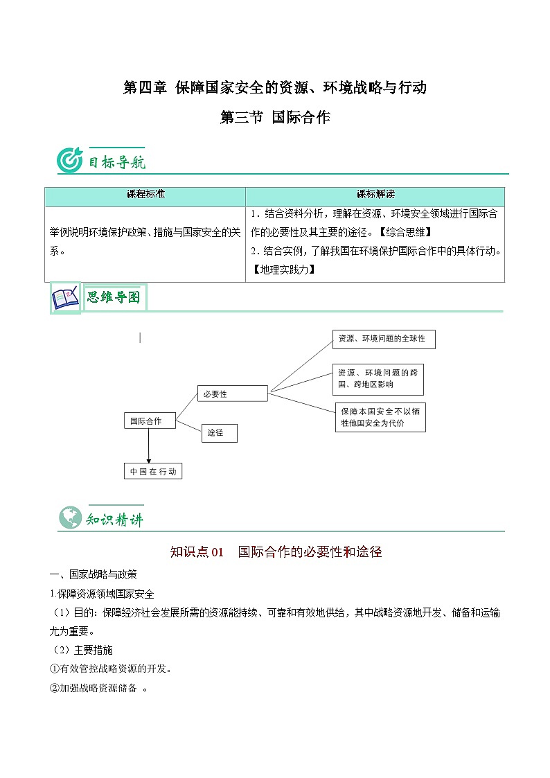 4.3 国际合作-2023年高二地理同步精品讲义(选择性必修3)01