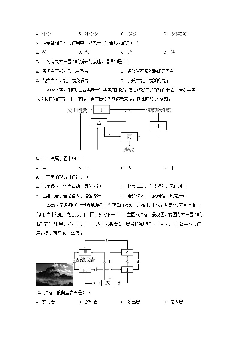 江苏专版2023_2024学年新教材高中地理第二章岩石圈与地表形态第一节岩石圈物质循环分层作业湘教版选择性必修1第2页
