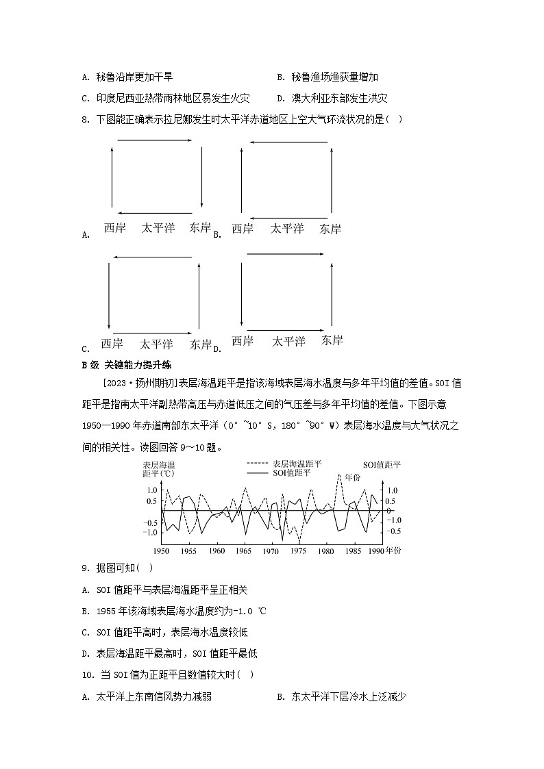 江苏专版2023_2024学年新教材高中地理第四章陆地水与洋流第三节海_气相互作用分层作业湘教版选择性必修103