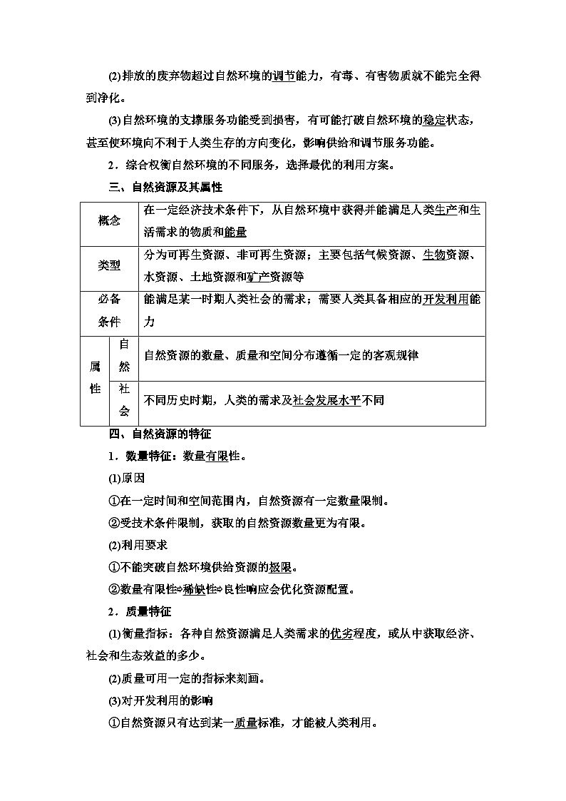 高考地理一轮复习第16章第1节自然环境的服务功能自然资源及其利用学案第2页