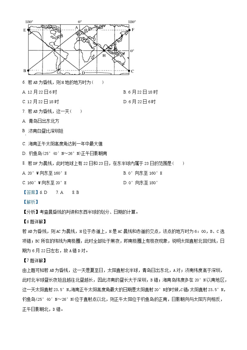 安徽省滁州市定远县民族中学2022-2023学年高二地理上学期10月月考试题（Word版附解析）03