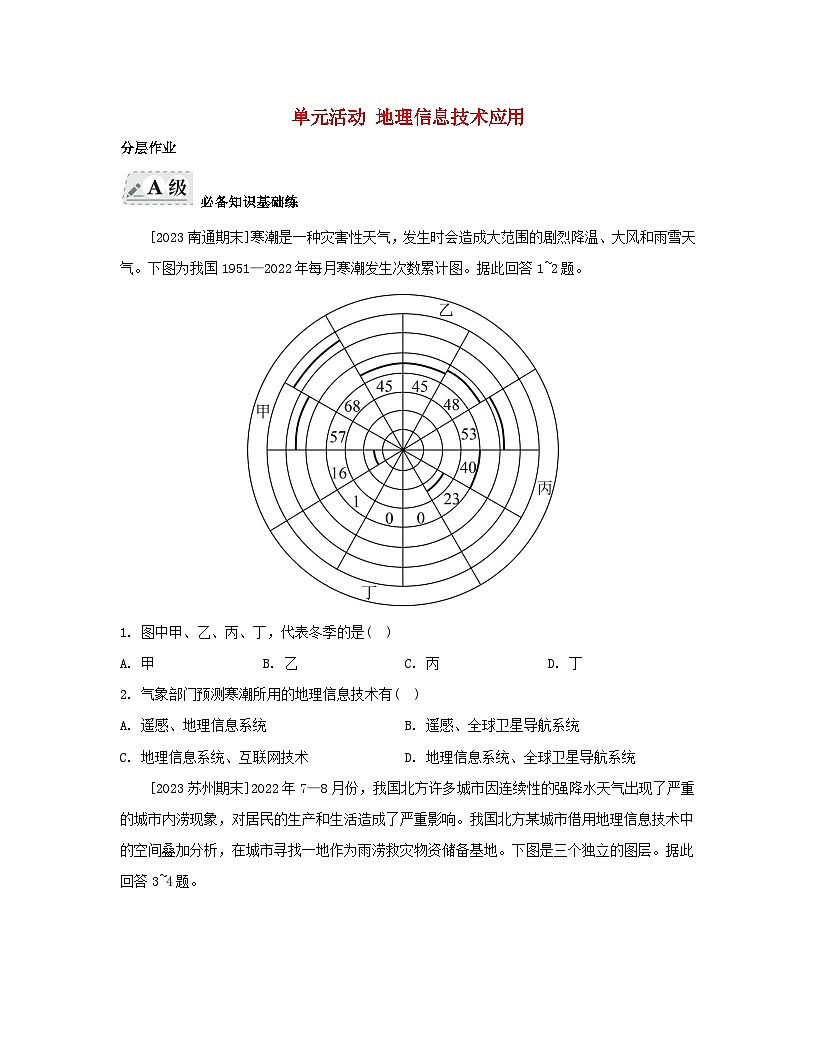 2023_2024學(xué)年新教材高中地理第四單元從人地作用看自然災(zāi)害單元活動地理信息技術(shù)應(yīng)用分層作業(yè)魯教版必修第一冊第1頁