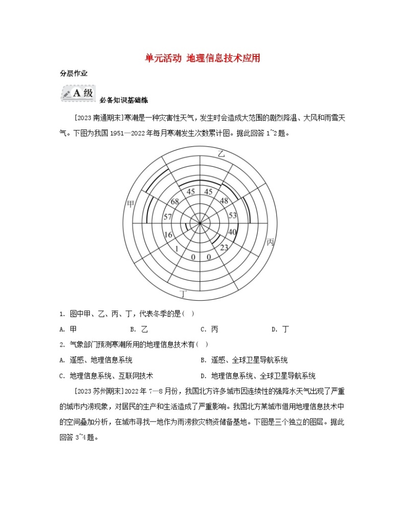 2023_2024学年新教材高中地理第四单元从人地作用看自然灾害单元活动地理信息技术应用分层作业鲁教版必修第一册01