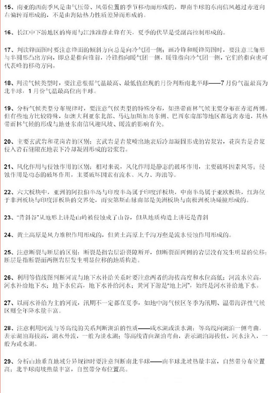 高考地理必修一、二、三，?？家族e(cuò)易混點(diǎn)匯總第2頁(yè)