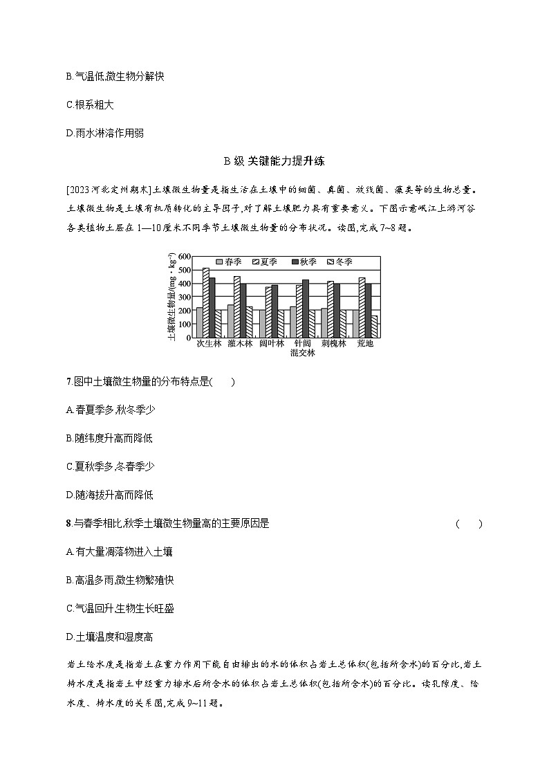 人教版高中地理必修第一册第5章植被与土壤第2节土壤习题含答案03