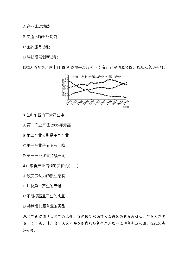 人教版高中地理选择性必修2区域发展第3章城市、产业与区域发展素养综合训练习题含答案第2页