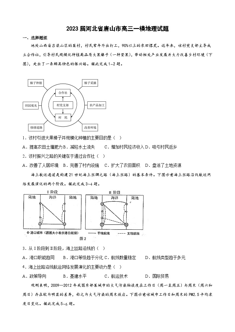 2023届河北省唐山市高三一模地理试题第1页