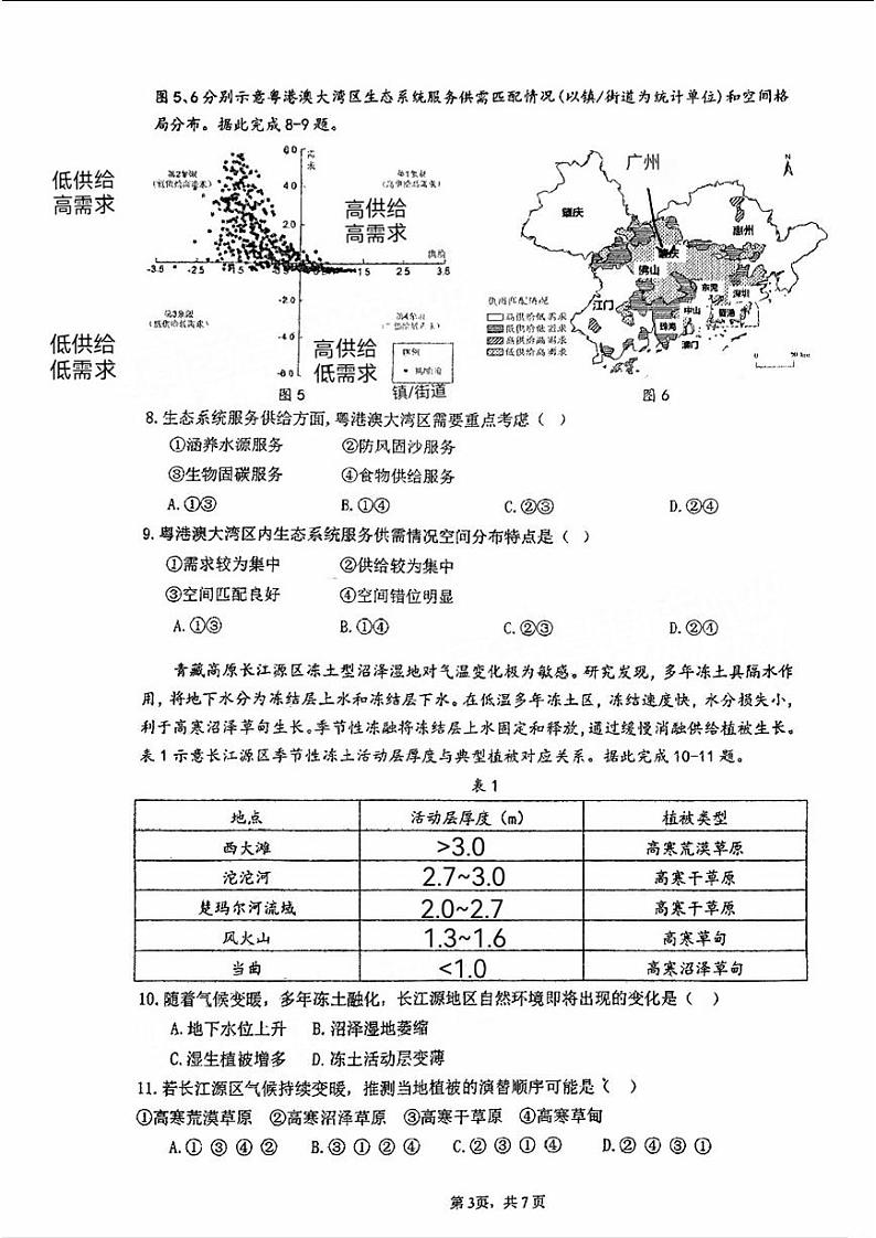 广东省六校(东莞中学、广州二中、惠州一中、深圳实验、珠海一中、中山纪念)2024届高三上学期第二次联考试题+地理(含答案)第3页