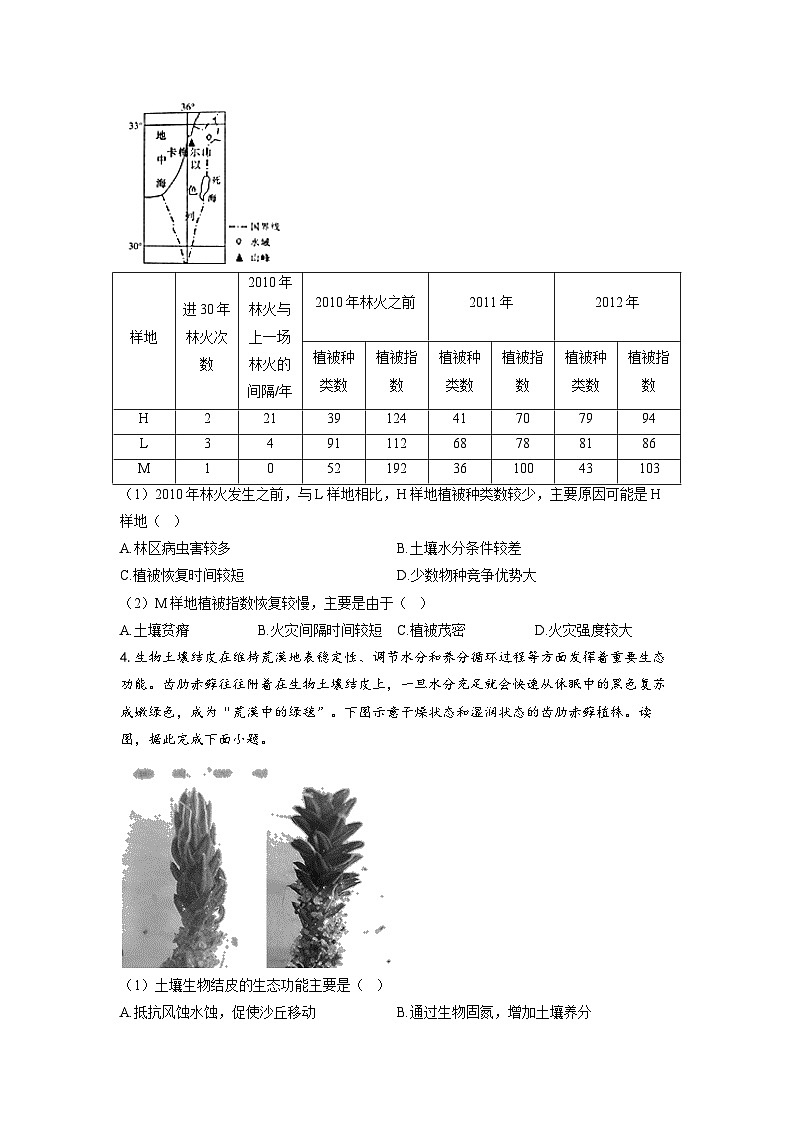 专题七 自然地理环境的整体性与差异性 第1讲 植被与土壤(通关训练A卷) 高考地理一轮复习第2页