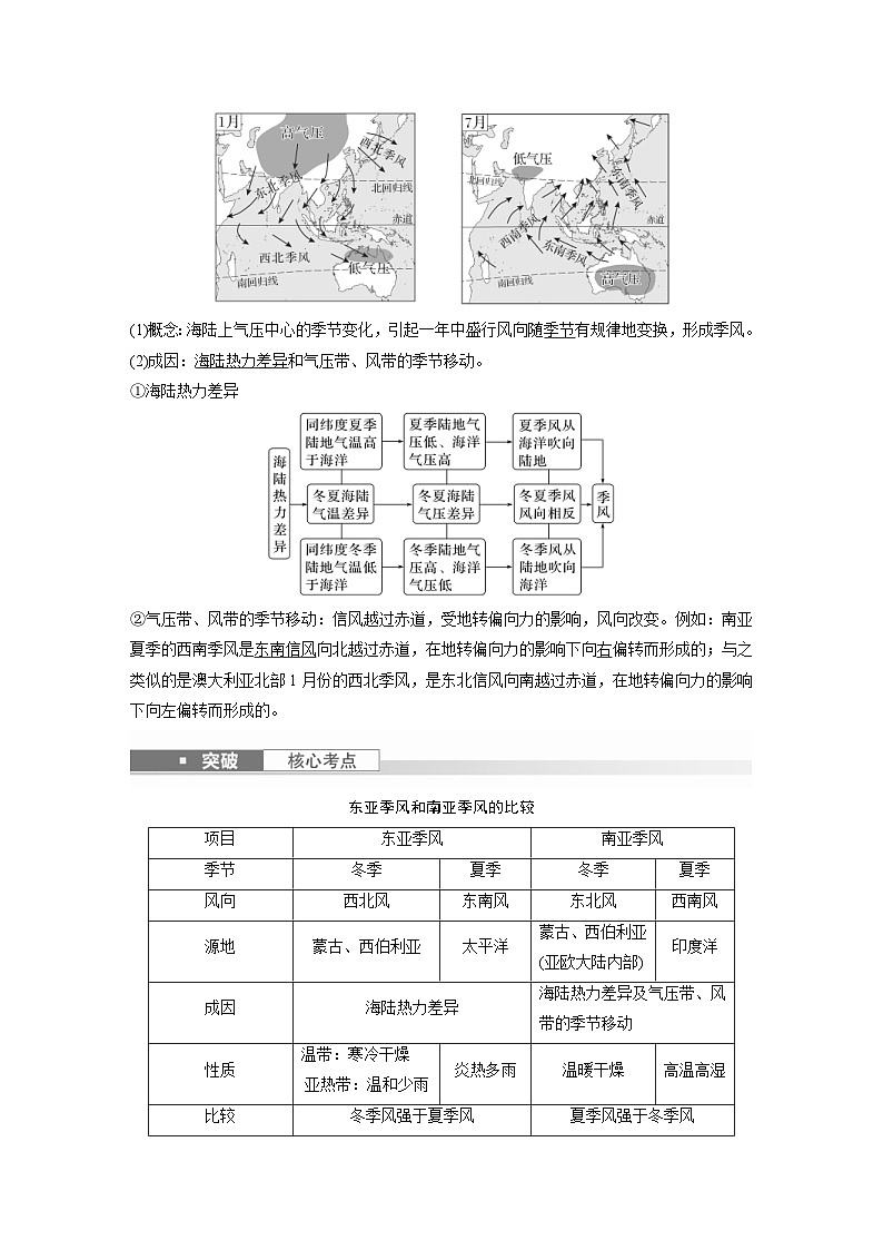 (人教版)新高考地理一轮复习课时精品学案 第1部分 第3章 第3讲 课时17 海陆分布对气压带和风带的影响(含解析)第2页