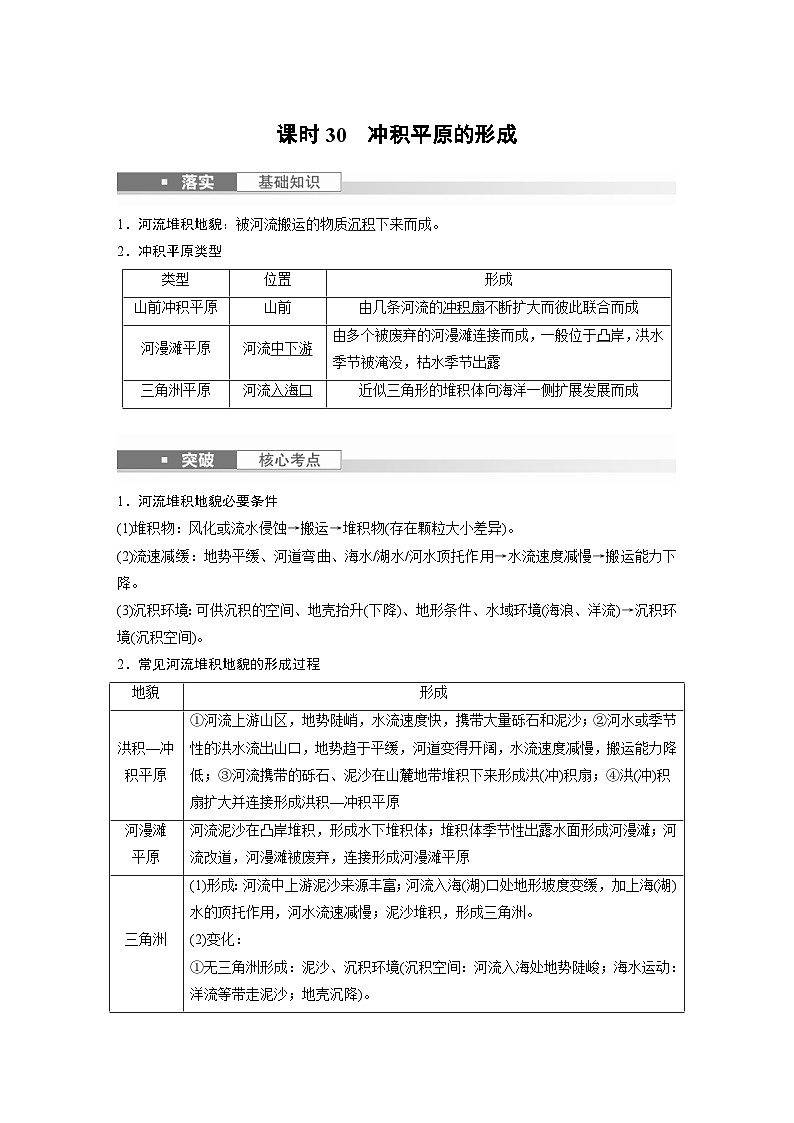 (人教版)新高考地理一轮复习课时精品学案 第1部分 第5章 第3讲 课时30 冲积平原的形成(含解析)第1页