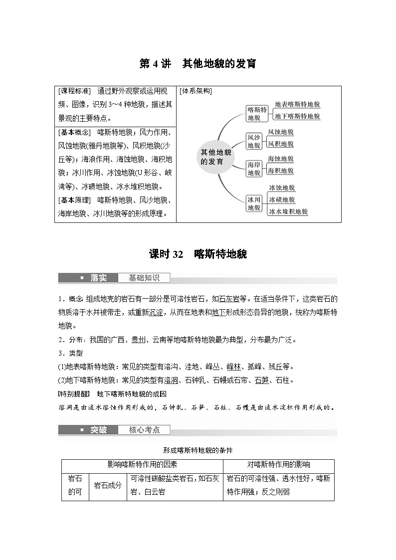 (人教版)新高考地理一轮复习课时精品学案 第1部分 第5章 第4讲 课时32 喀斯特地貌(含解析)第1页