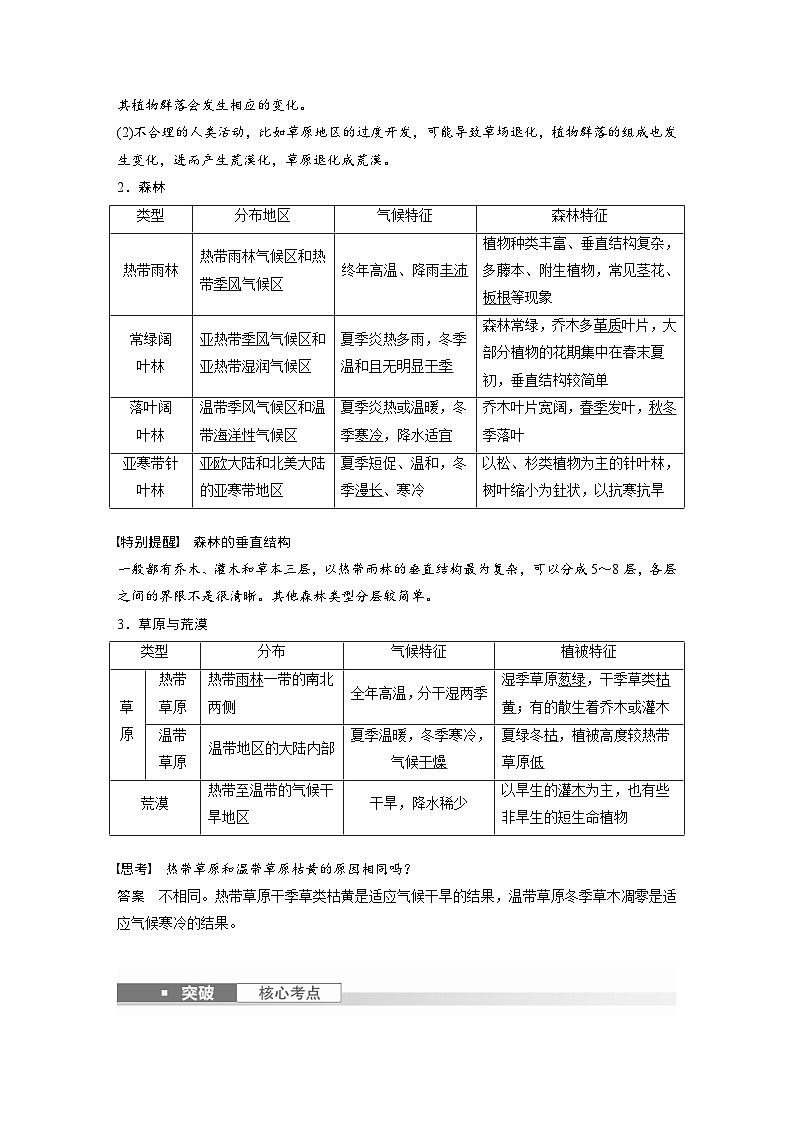 (人教版)新高考地理一轮复习课时精品学案 第1部分 第6章 第1讲 课时35 植被(含解析)第2页