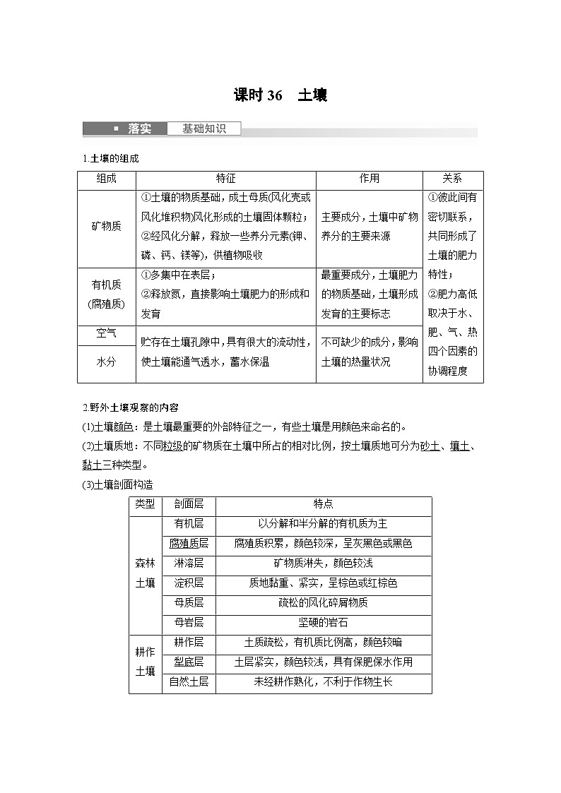 (人教版)新高考地理一轮复习课时精品学案 第1部分 第6章 第1讲 课时36 土壤(含解析)01