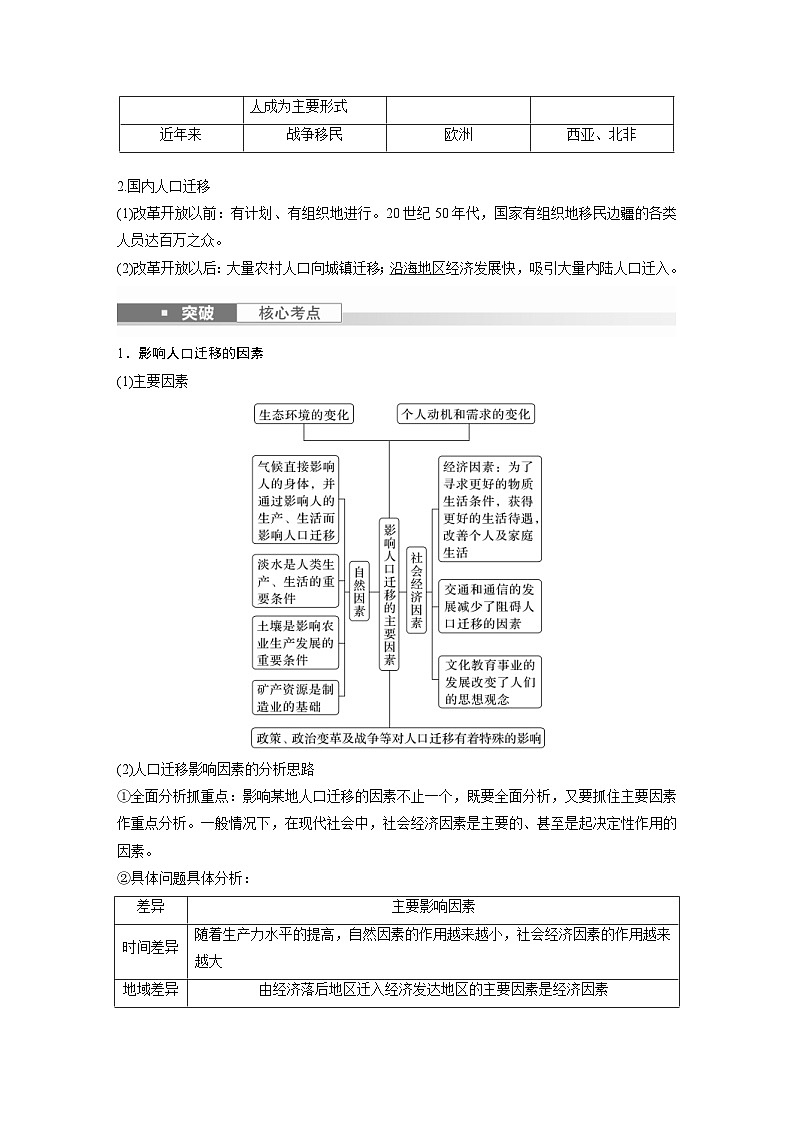 (人教版)新高考地理一轮复习课时精品学案 第2部分 第1章 课时44 人口迁移(含解析)第2页