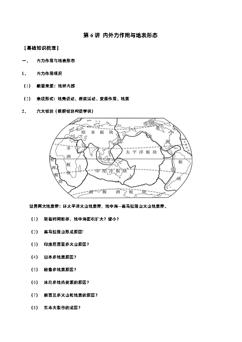 新高考地理一轮复习知识梳理+过关训练第6讲 内外力作用和地表形态(含解析)第1页