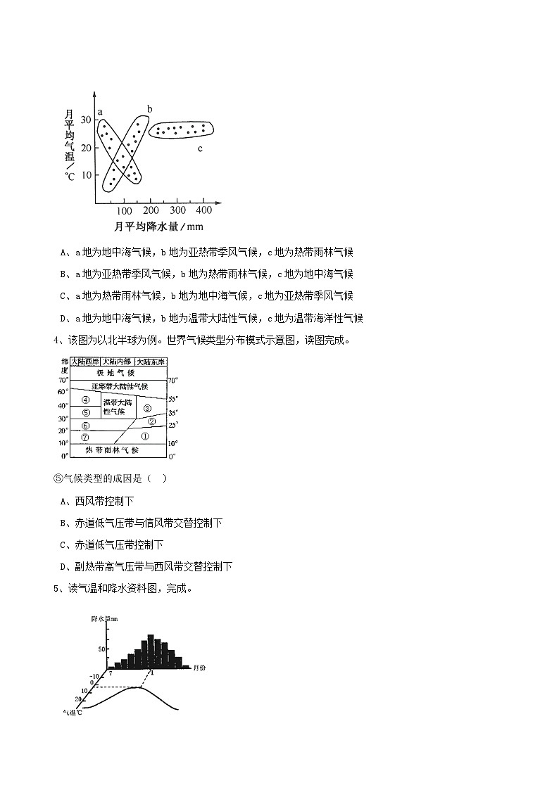 高考地理人教版一轮复习专题测试试题:09 气候类型分布、特征及成因第2页