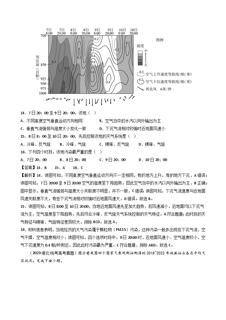 专题03 地球上的大气及其运动-三年(2021-2-2023)高考地理真题分项汇编第3页