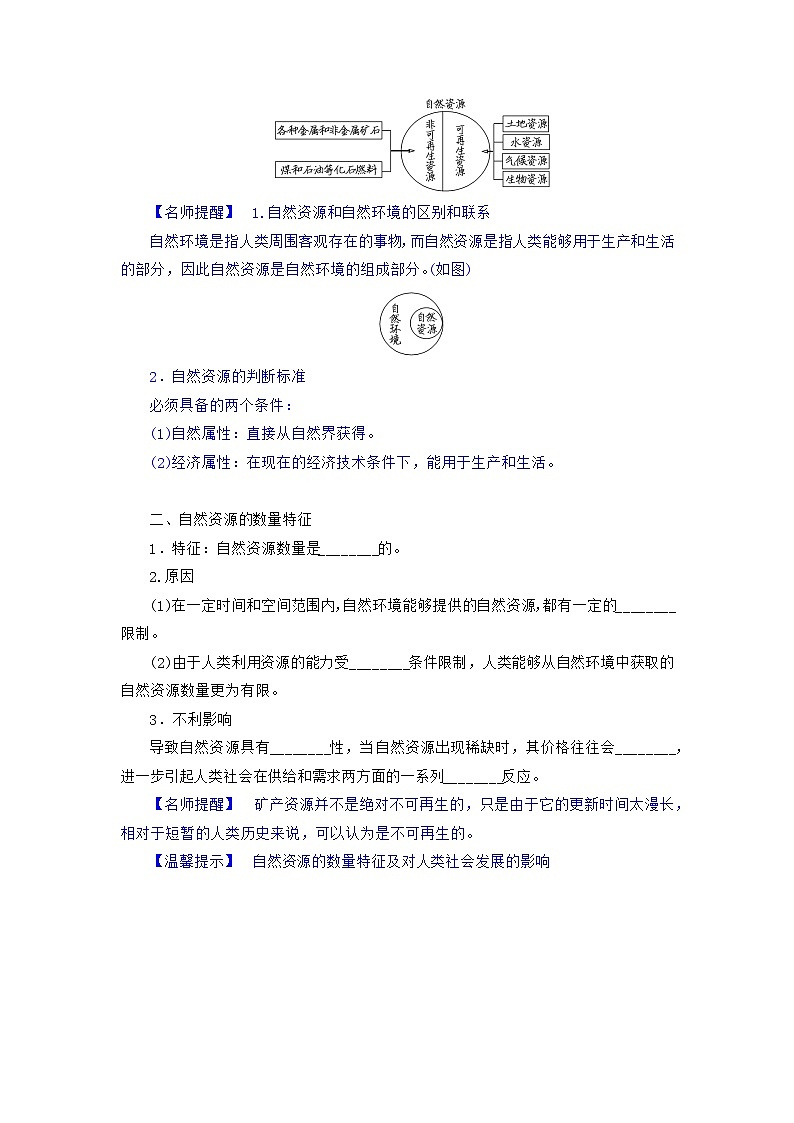 1.2自然资源及其利用导学案 高中地理人教版(2019)选择性必修三第2页