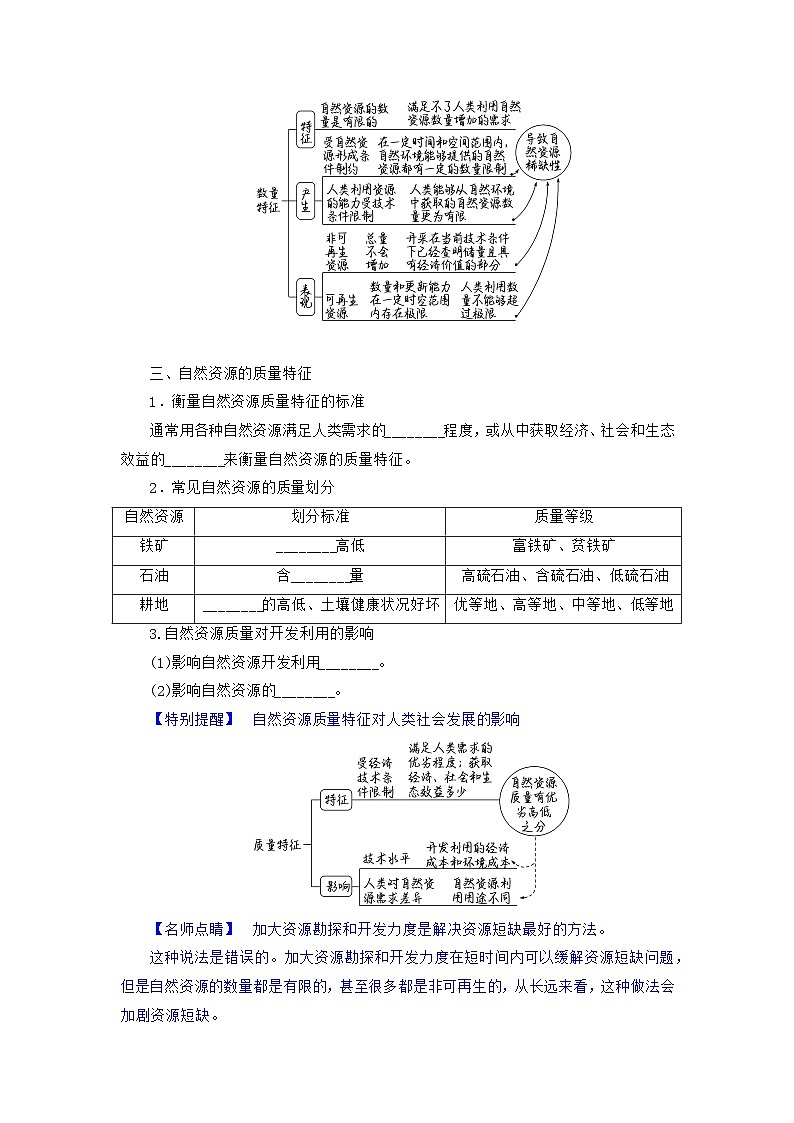 1.2自然资源及其利用导学案 高中地理人教版(2019)选择性必修三第3页