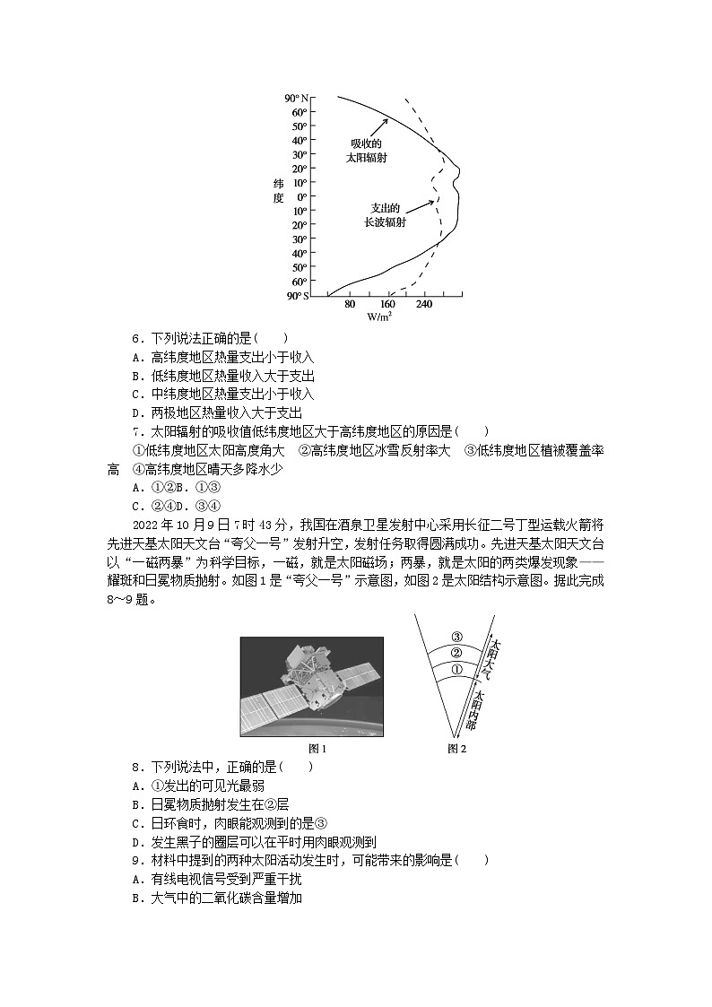 2024版新教材高中地理课时作业2太阳对地球的影响中图版必修第一册第2页