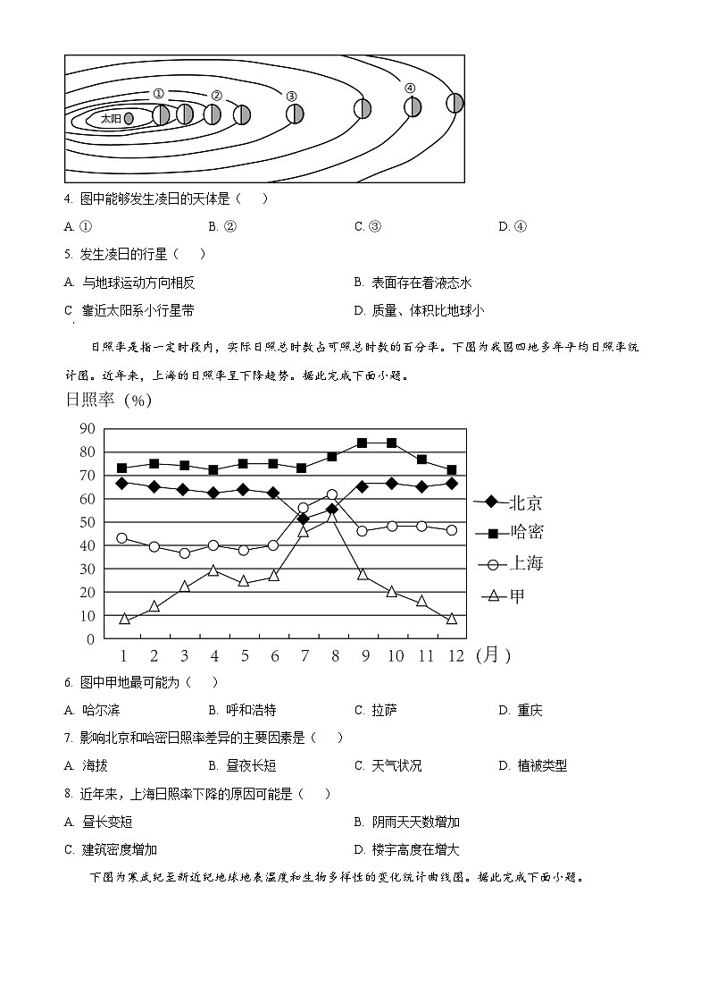 山西省临汾第一中学集团校2023-2024学年高一上学期10月月考地理试题(原卷版)第2页