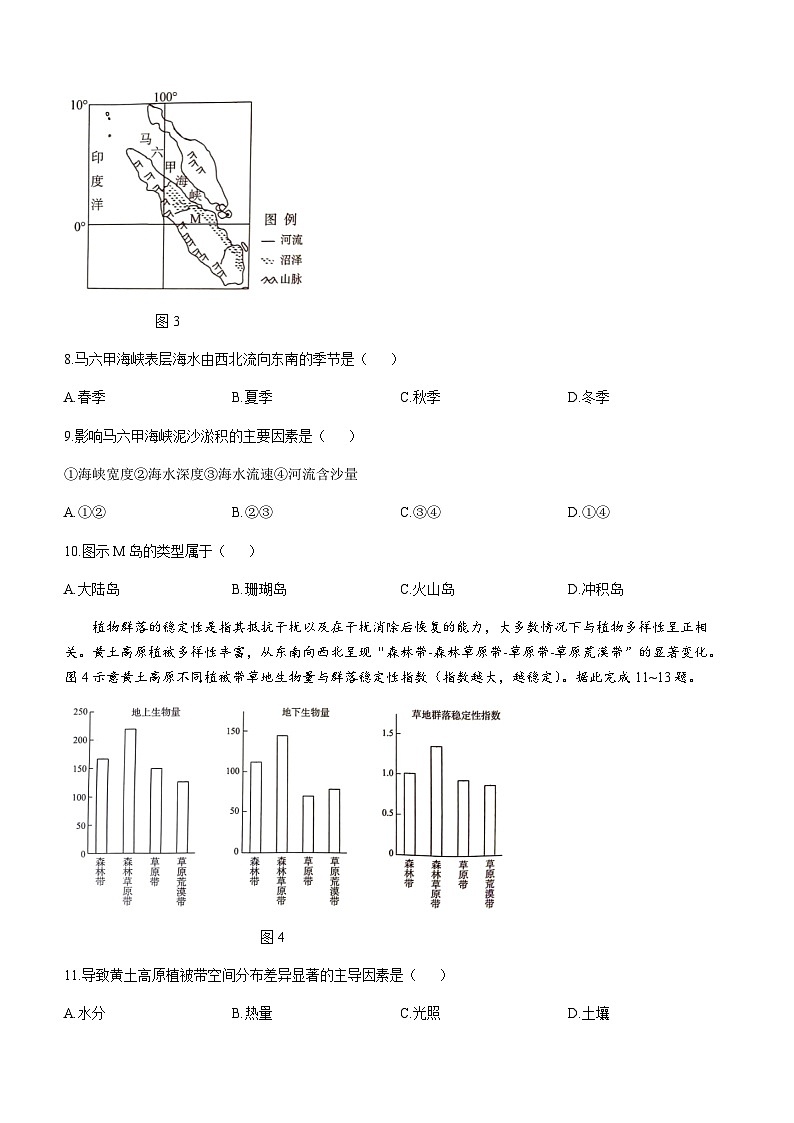 山东省菏泽市2023-2024学年高三上学期期中考试地理试题(B)(含答案)第3页