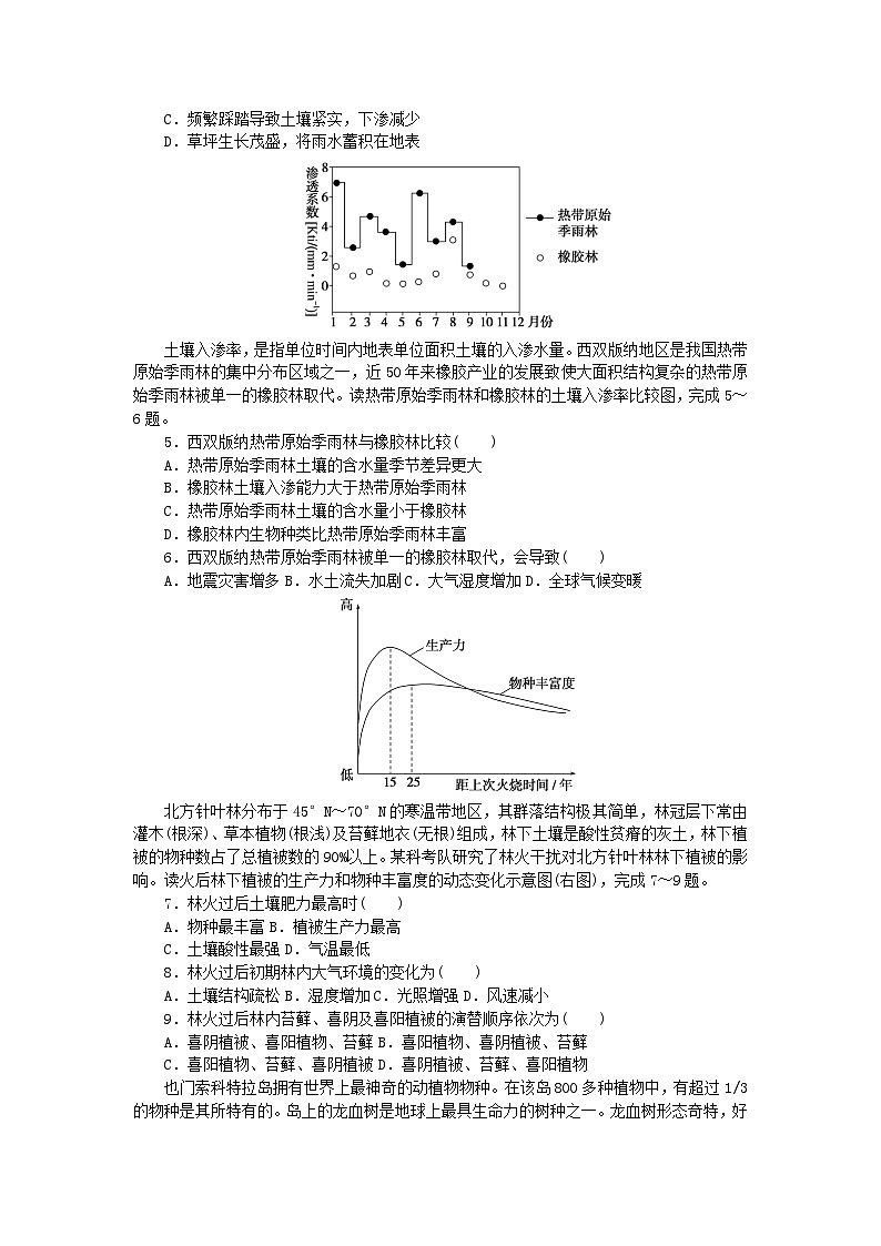 2024版新教材高中地理第五章地球上的植被与土壤章末检测湘教版必修第一册第2页