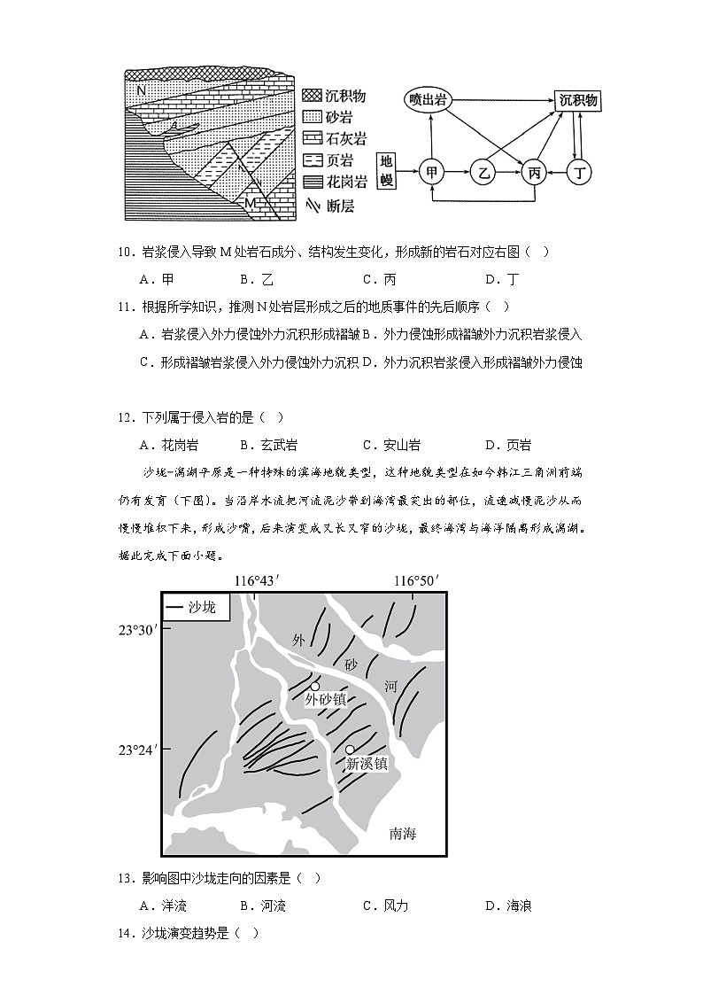 2.1塑造地表形态的力量同步练习 人教版高中地理选择性必修1第3页