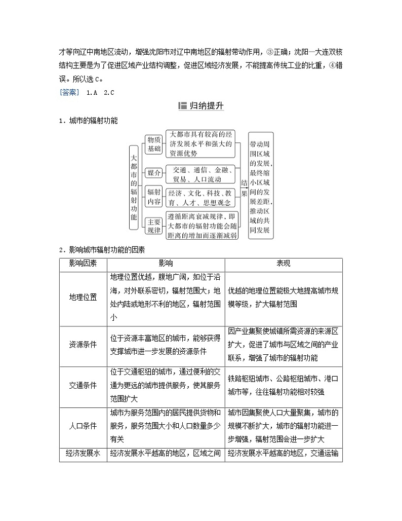 2024届高考地理二轮专题复习与测试第二部分专题六人口与城市考点4大都市的辐射功能(附解析)第3页